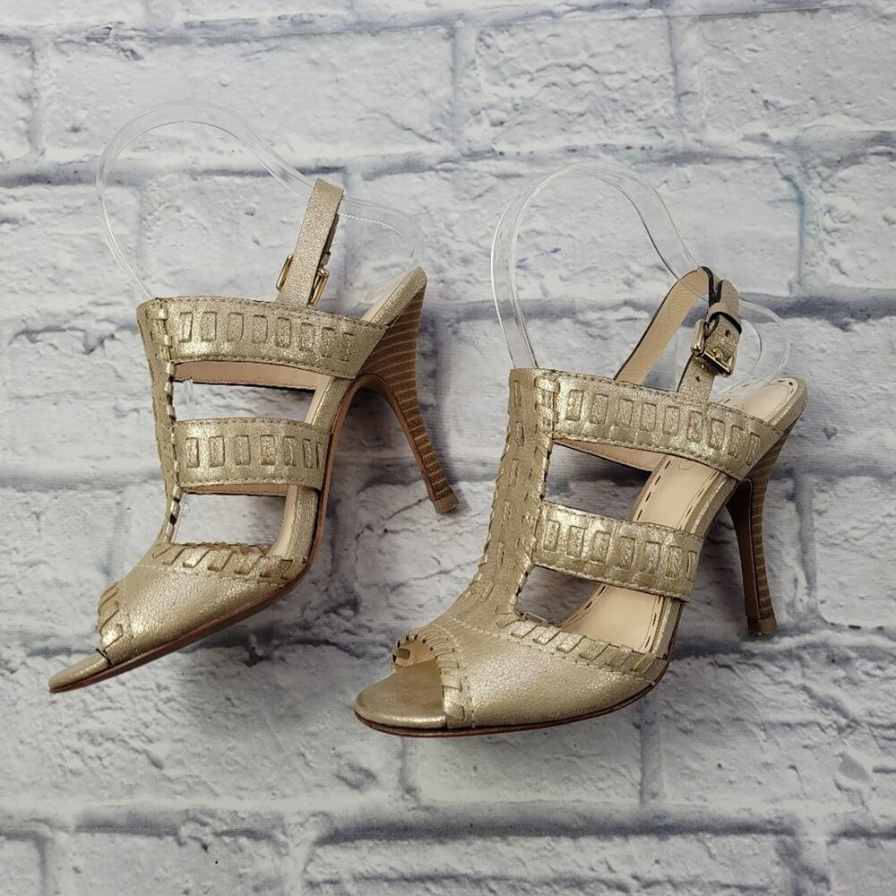 Coach 1941 Kareena Light Gold Leather T-strap Pumps size 6B